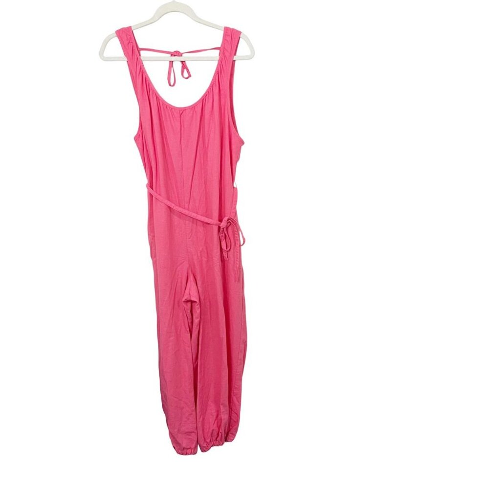 Urban Outfitters Palmer Jumpsuit Linen Blend‎ Pink Scoop Neck - Size Small